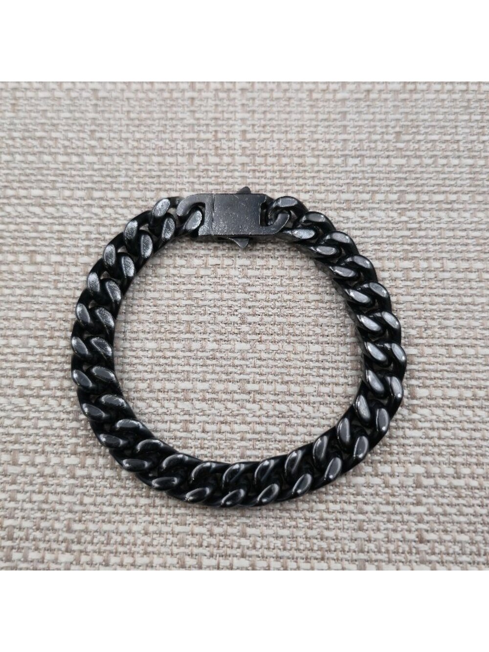 8 Inch Stainless Steel Black Cuban Link Chain Bracelet A7694